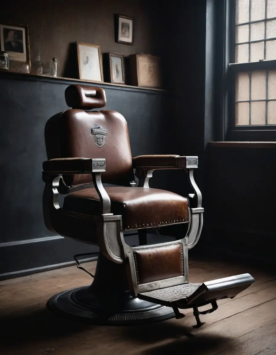 A single barber chair in window light